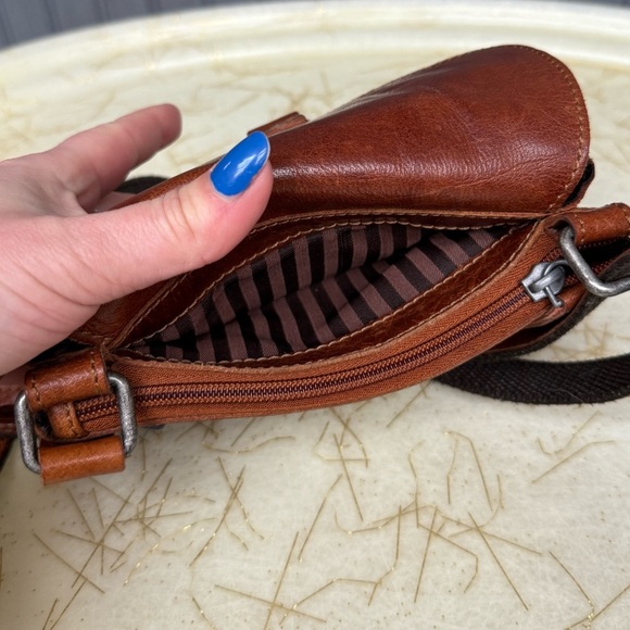 Jack Georges Leather Mini Crossbody Bag, Honey Brown - Picture 12 of 14